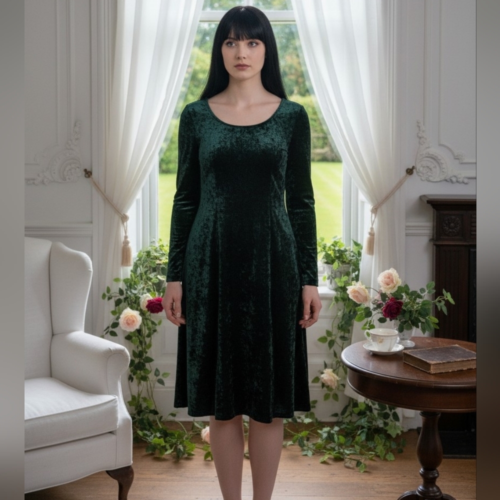Green Vintage 90's Prima Donna Long Sleeve Dress Made In Canada 🇨🇦